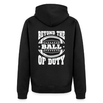 Fußball Jenseits des Balls der Pflicht Sport - Unisex Premium Bio Zip Hoodie - Schwarz - Hinten - Nico (187cm)