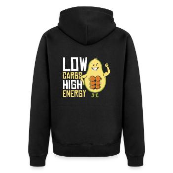 Keto-Diätassistent Low Carb Lebensmittel - Unisex Premium Bio Zip Hoodie - Schwarz - Hinten - Nico (187cm)