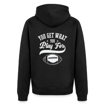 Fußball Sie bekommen, was Sie spielen für Sport - Unisex Premium Bio Zip Hoodie - Schwarz - Hinten - Nico (187cm)