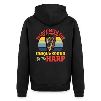 In Love With The Unique Sound Of The Harp Player - Unisex Premium Bio Zip Hoodie - Schwarz - Hinten - Nico (187cm)