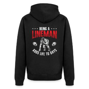 Football Lineman Leben Footballspieler Sport - Unisex Premium Bio Zip Hoodie - Schwarz - Hinten - Nico (187cm)