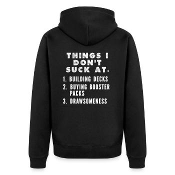 Trading Card Game Collector Lustige Dinge, die - Unisex Premium Bio Zip Hoodie - Schwarz - Hinten - Nico (187cm)