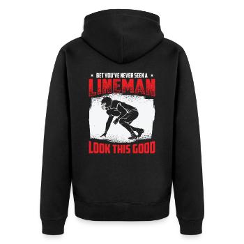 Football Lineman Leben Lustig Gutaussehend - Unisex Premium Bio Zip Hoodie - Schwarz - Hinten - Nico (187cm)