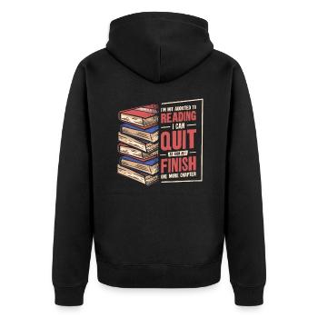 Lesesucht Eifriger Leser Literatur Buch - Unisex Premium Bio Zip Hoodie - Schwarz - Hinten - Nico (187cm)