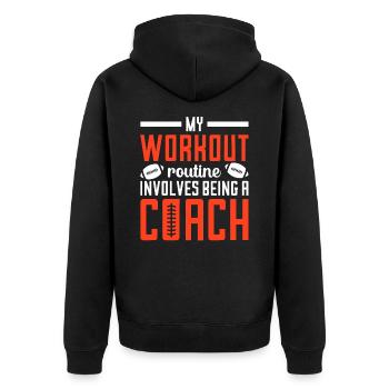 Fußball-Trainingsroutine Sport Fußballtrainer - Unisex Premium Bio Zip Hoodie - Schwarz - Hinten - Nico (187cm)