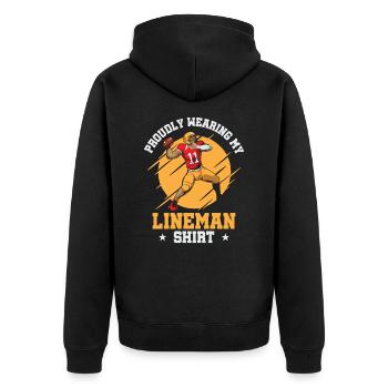 Football Lineman Stolzes Leben Spieler Sport - Unisex Premium Bio Zip Hoodie - Schwarz - Hinten - Nico (187cm)