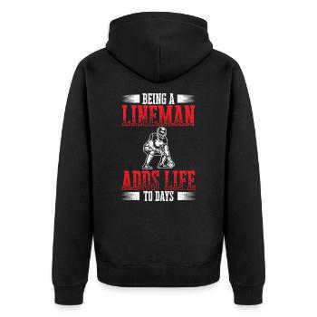 Football Lineman Leben Spieler Sport - Unisex Premium Bio Zip Hoodie - Schwarz - Hinten - Nico (187cm)