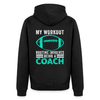 Fußball-Trainingsroutine Sport Fußballtrainer - Unisex Premium Bio Zip Hoodie - Schwarz - Hinten - Nico (187cm)