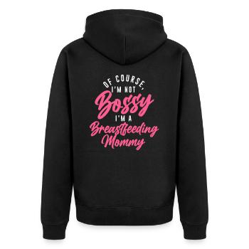 Silent Bossy Mère allaitante normalisée - Veste à capuche bio Premium Unisexe - noir - Dos - Nico (187cm)