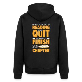 Lesesucht Eifriger Leser Literatur Buch - Unisex Premium Bio Zip Hoodie - Schwarz - Hinten - Nico (187cm)