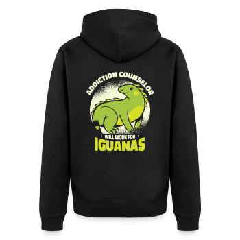 Leguan Eidechse Sucht Reptil Leguan Liebhaber - Unisex Premium Bio Zip Hoodie - Schwarz - Hinten - Nico (187cm)