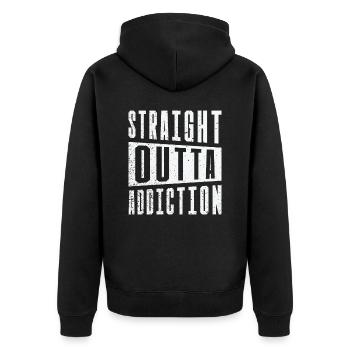 Suchtkranke Genesungskrieger Patienten mit - Unisex Premium Bio Zip Hoodie - Schwarz - Hinten - Nico (187cm)