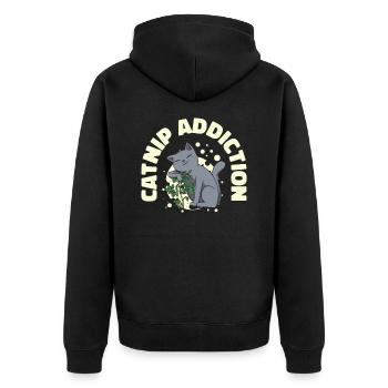 Dépendance à l’herbe à chat Propriétaire de chat Animal de compagnie - Veste à capuche bio Premium Unisexe - noir - Dos - Nico (187cm)