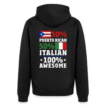 Puerto Rican Italian 100% Awesome Puerto Rico - Unisex Premium Bio Zip Hoodie - Schwarz - Hinten - Nico (187cm)