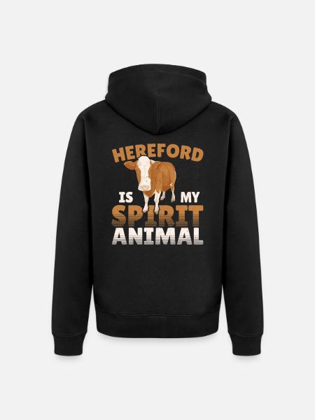 Hereford on henkieläimeni Herefordin karjalehmä - Premium økologisk unisex-hættejakke - sort