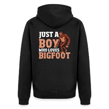 Bigfoot Sasquatch Yeti Believe Monster Myth Legend - Unisex Premium Bio Zip Hoodie - Schwarz - Hinten - Nico (187cm)