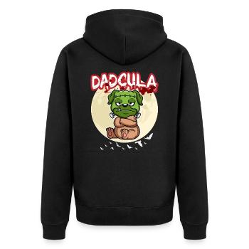 Dadcula Dracula Vampire Papa Drôle Fête d’Halloween - Veste à capuche bio Premium Unisexe - noir - Dos - Nico (187cm)