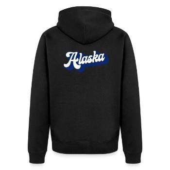 Retro Alaska Script Vintage Alaskan Kreuzfahrt Die - Unisex Premium Bio Zip Hoodie - Schwarz - Hinten - Nico (187cm)