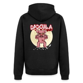 Dadcula Dracula Vampire Papa Drôle Fête d’Halloween - Veste à capuche bio Premium Unisexe - noir - Dos - Nico (187cm)