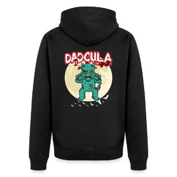 Dadcula Dracula Vampire Papa Drôle Fête d’Halloween - Veste à capuche bio Premium Unisexe - noir - Dos - Nico (187cm)