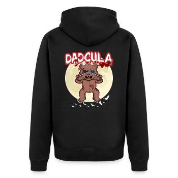 Dadcula Dracula Vampire Papa Drôle Fête d’Halloween - Veste à capuche bio Premium Unisexe - noir - Dos - Nico (187cm)