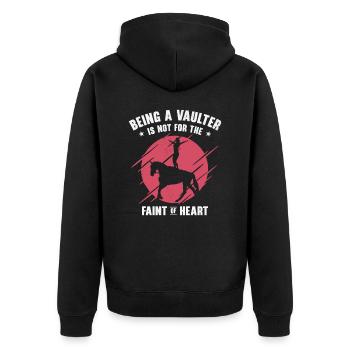 Pferdesport Voltigieren Voltigierer Reiten - Unisex Premium Bio Zip Hoodie - Schwarz - Hinten - Nico (187cm)