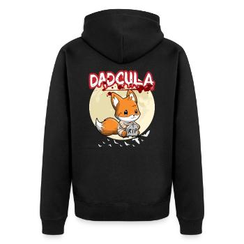 Dadcula Dracula Vampire Papa Drôle Fête d’Halloween - Veste à capuche bio Premium Unisexe - noir - Dos - Nico (187cm)