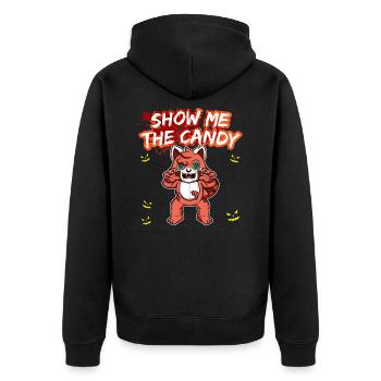 Show Me The Candy Halloween Costume Trick Or Treat - Unisex Premium Bio Zip Hoodie - Schwarz - Hinten - Nico (187cm)