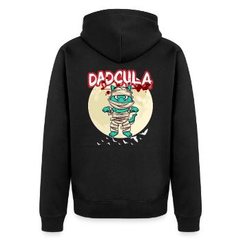 Dadcula Dracula Vampire Dad Funny Halloween Party - Unisex Premium Organic Zip Hoodie - black - Back - Nico (187cm)