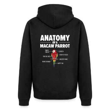 Ara Anatomie Vogelbeobachtung Papagei - Unisex Premium Bio Zip Hoodie - Schwarz - Hinten - Nico (187cm)