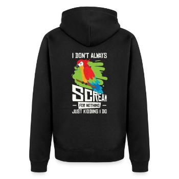 Ara Papagei Vogel Ara-Liebhaber Tropisches Zootier - Unisex Premium Bio Zip Hoodie - Schwarz - Hinten - Nico (187cm)