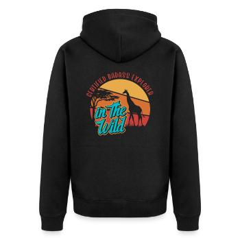 Safari Wildlife Certified Explorer In The Wild - Unisex Premium Organic Zip Hoodie - black - Back - Nico (187cm)