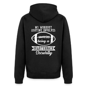 Football Quarterbacks Security Workout Routine - Unisex Premium Organic Zip Hoodie - black - Back - Nico (187cm)