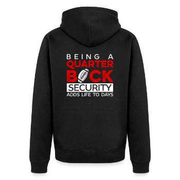 Football Quarterbacks Security Life Player Sports - Unisex Premium Organic Zip Hoodie - black - Back - Nico (187cm)