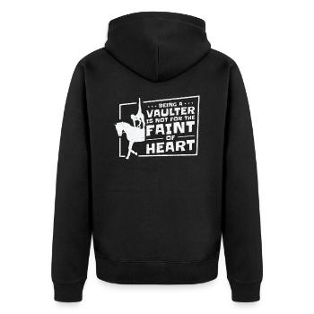 Pferdesport Voltigieren Voltigierer Reiten - Unisex Premium Bio Zip Hoodie - Schwarz - Hinten - Nico (187cm)