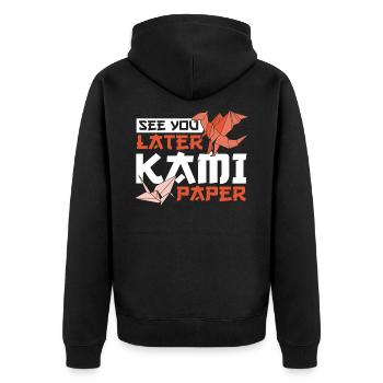 See You Later Kami Paper Origami Paper Folding - Unisex Premium Organic Zip Hoodie - black - Back - Nico (187cm)