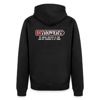 Meine soziale Batterie ist leer Antisozial lustig - Unisex Premium Bio Zip Hoodie - Schwarz - Hinten - Nico (187cm)