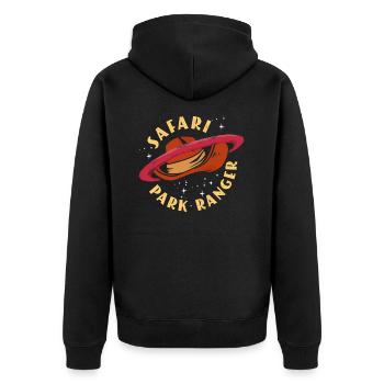 African Safari Park Ranger Guide - Unisex Premium Organic Zip Hoodie - black - Back - Nico (187cm)
