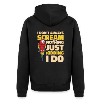 Ara Papagei Vogel Ara-Liebhaber Tropisches Zootier - Unisex Premium Bio Zip Hoodie - Schwarz - Hinten - Nico (187cm)