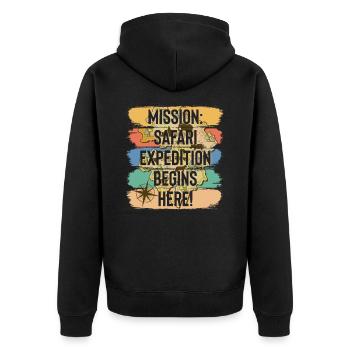 Safari Wildlife Mission Expedition Adventure - Unisex Premium Organic Zip Hoodie - black - Back - Nico (187cm)