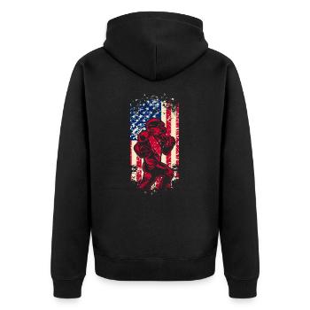 American Football Flag Patriotic Sports Football - Unisex Premium Organic Zip Hoodie - black - Back - Nico (187cm)