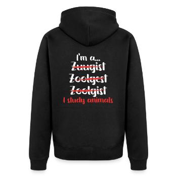 Zoologiste étudiant les animaux de zoo Zoo Élevage d’animaux - Veste à capuche bio Premium Unisexe - noir - Dos - Nico (187cm)