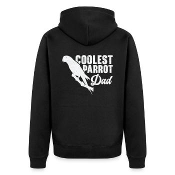Ara Cool Papagei Papa Haustier Zoo Tier - Unisex Premium Bio Zip Hoodie - Schwarz - Hinten - Nico (187cm)