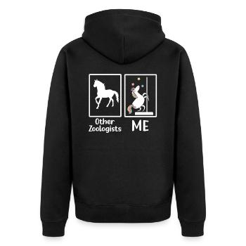 Zoologe Mythisches Einhorn Zootiere Zoologie - Unisex Premium Bio Zip Hoodie - Schwarz - Hinten - Nico (187cm)