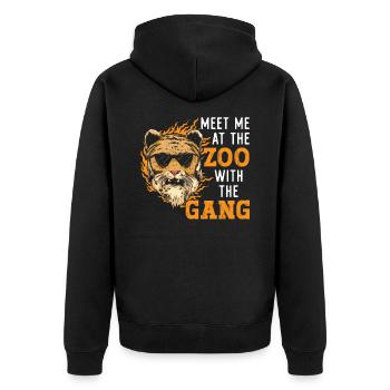 Zoowärter Tierpflege Zoowärter Wildtiere Natur - Unisex Premium Bio Zip Hoodie - Schwarz - Hinten - Nico (187cm)