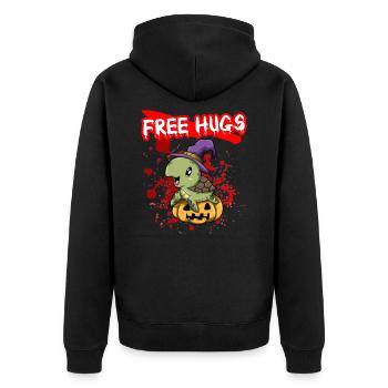Free Hugs Halloween Sarcasm Scary Creepy Costume - Unisex Premium Bio Zip Hoodie - Schwarz - Hinten - Nico (187cm)
