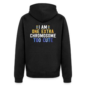 Je suis un chromosome supplémentaire trop mignon famille T21 - Veste à capuche bio Premium Unisexe - noir - Dos - Nico (187cm)