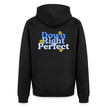 Down Right Perfect Sunflower World Down-Syndrom - Unisex Premium Bio Zip Hoodie - Schwarz - Hinten - Nico (187cm)