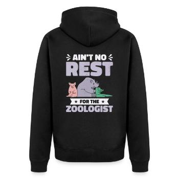 Zoologe Zootierhaltung Wildtiere Natur Zoologie - Unisex Premium Bio Zip Hoodie - Schwarz - Hinten - Nico (187cm)