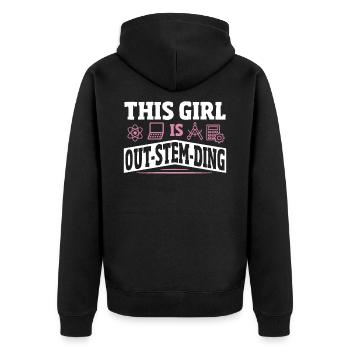 This Girl Is Out-Stem-Ding Steminist Science - Unisex Premium Bio Zip Hoodie - Schwarz - Hinten - Nico (187cm)